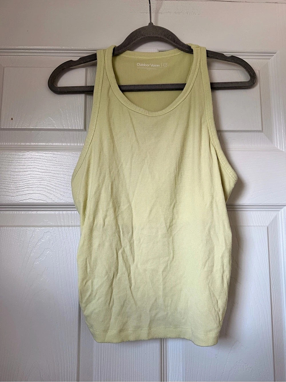 Outdoor Voices Rib Side Ruched Tank Top Yellow Medium